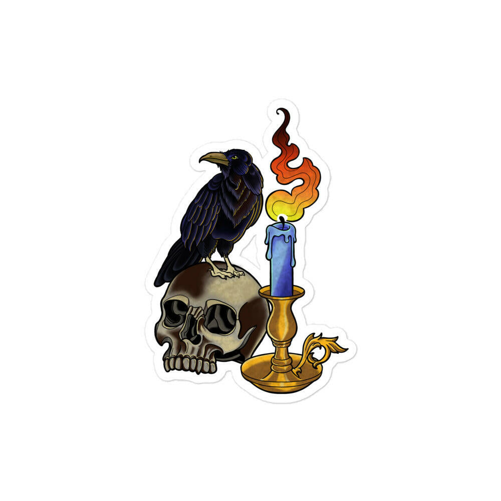 Raven and Skull Sticker
