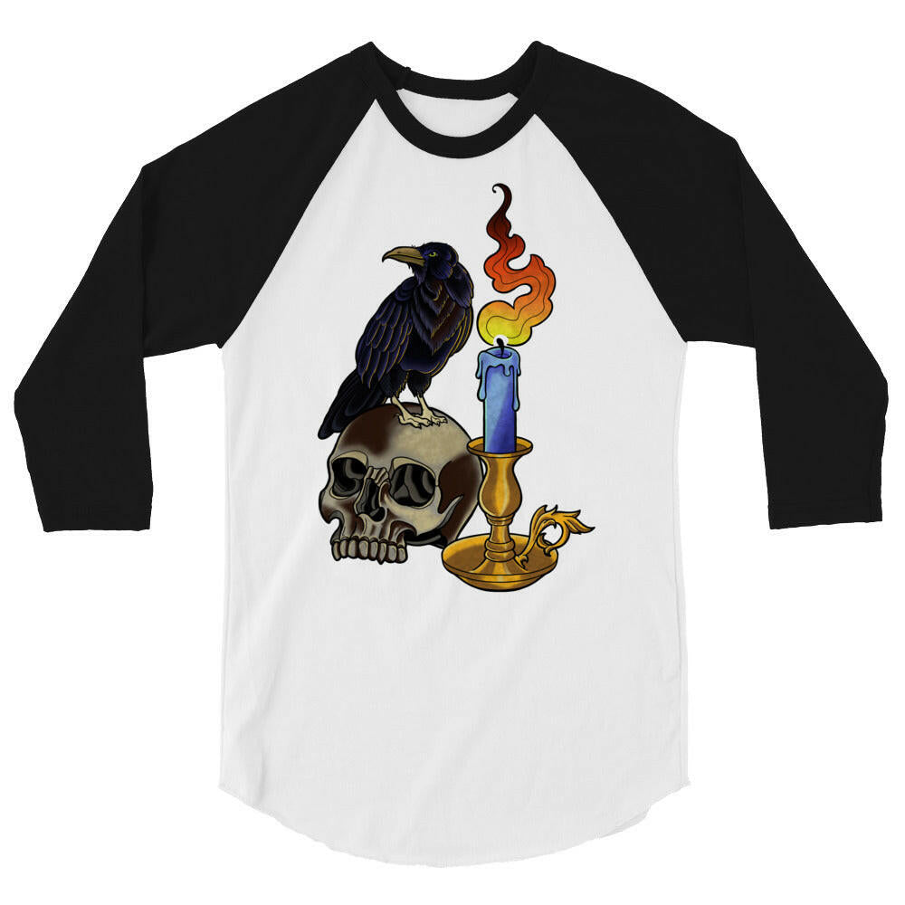 Skull and Raven 3/4 Sleeve Baseball Tee
