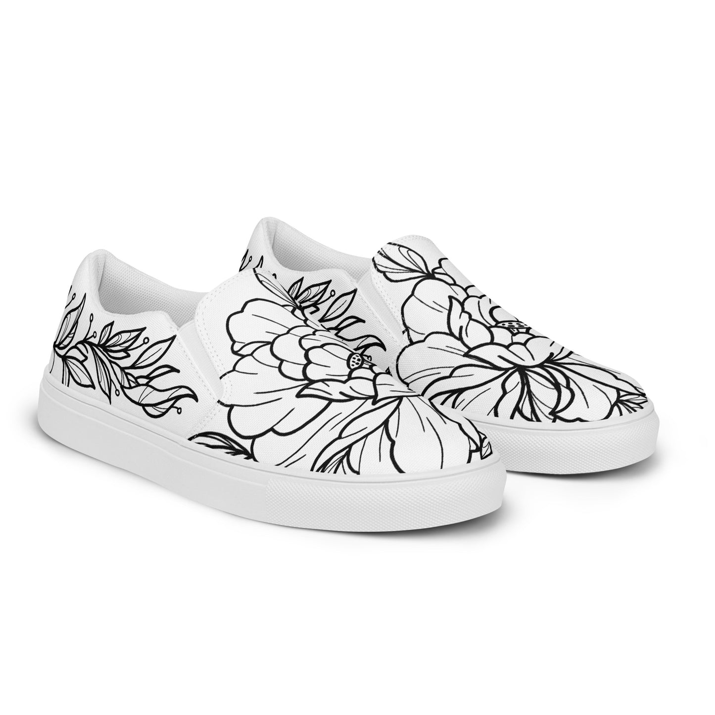 Black on White Women’s Slip-On Canvas Shoes