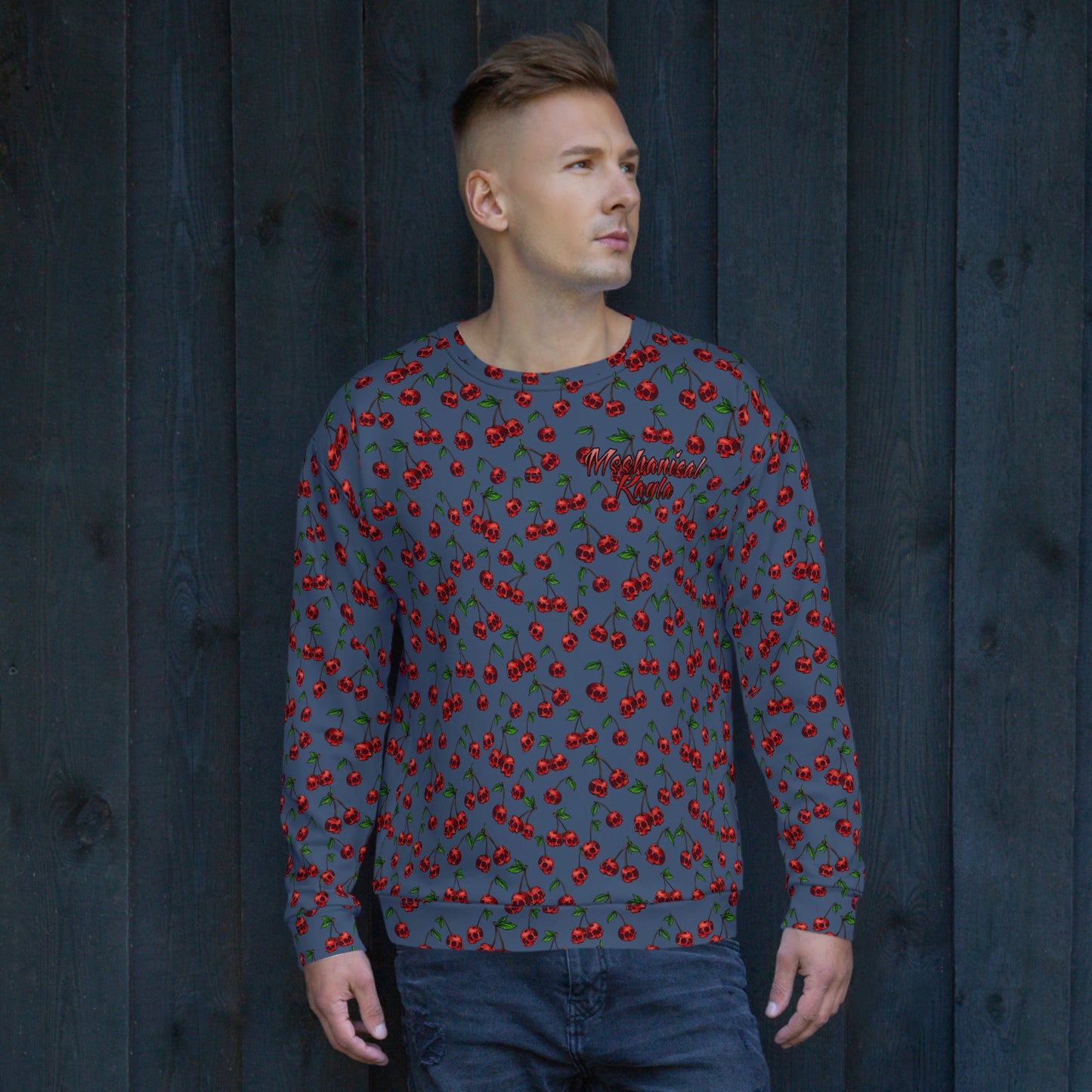 Skull Cherries All Over Print Unisex Sweatshirt