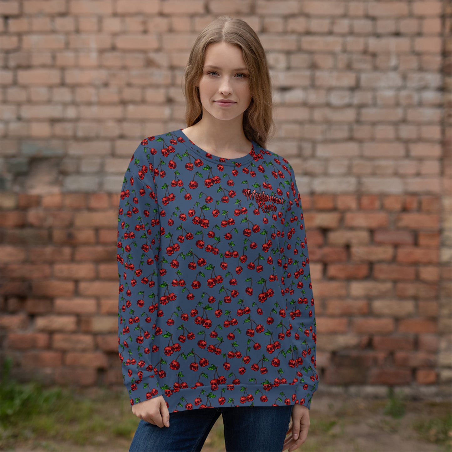 Skull Cherries All Over Print Unisex Sweatshirt