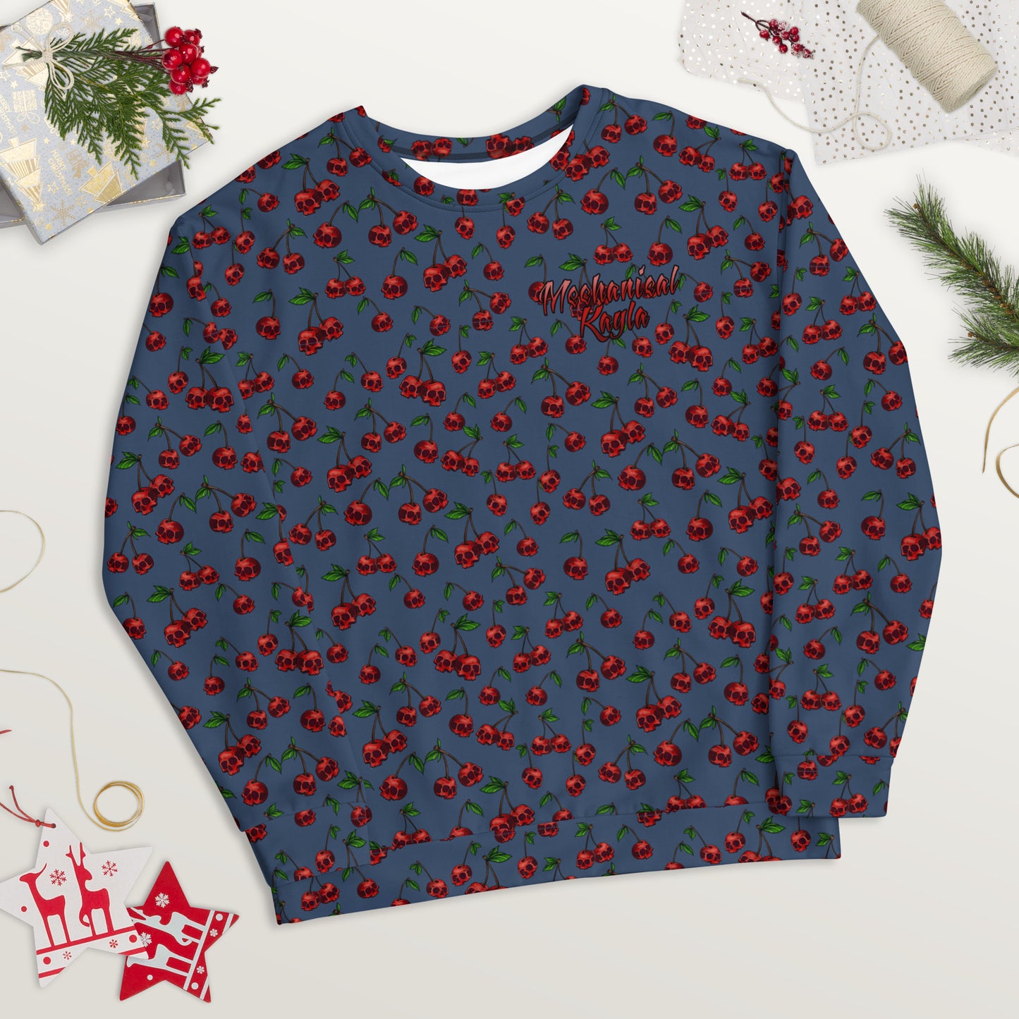 Skull Cherries All Over Print Unisex Sweatshirt